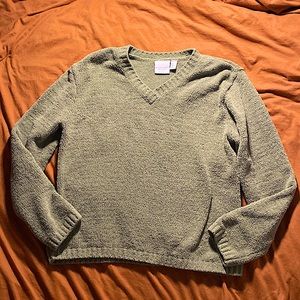 sage green v line sweater